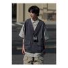 Ropa de Trabajo Retro Japonesa de Primavera y Otoño Falsa de Dos Piezas Chaleco Holgado Camisas de Manga Corta para Hombres y Mujeres Camisas y Chaquetas de Media Manga de Moda