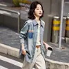 Chamarra tipo camisa de mezclilla retro para mujer, nuevos estilos de primavera y otoño, corte holgado, estiliza la figura, camisa casual, versátil y rejuvenecedora
