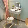 Tocador ins mesa de maquillaje armario de almacenamiento para dormitorio escritorio de maquillaje integrado con luz multiusos estilo ins espejo de maquillaje lujo ligero