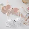 Conjunto de sutiã de renda com laço sem fio, meia-taça doce de bolinhas para busto pequeno, push-up, lindo conjunto de sutiã para as costas