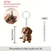 Llavero Acrílico Plano 2D, No 3D, de 1 Pieza - Accesorio Impermeable, Adecuado para Encantadores Dueños de Dachshunds