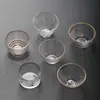 Copo Pequeno de Vidro Japonês Conjunto de Chá Gongfu Copo de Degustação Padrão Martelado Espessado Borda Dourada Resistente ao Calor Copo Pequeno Copo de Anfitrião Copo Único