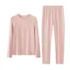 Conjunto de roupa íntima térmica de lã CHIREGAN para mulheres, outono e inverno, forrado com fleece, camada base, proteção para ombros e joelhos, em estoque