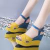 Sandálias peep toe femininas vazadas plataforma com salto plataforma oculto respirável salto alto 11cm Sandálias romanas comércio exterior transfronteiriço