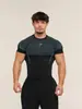 Camiseta Masculina Gym/Onyx Esportes Fitness Secagem Rápida Respirável Elástica Gola Redonda Manga Curta Ajustada Roupas de Treino