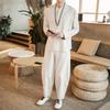 Primavera e verão novo estilo chinês masculino algodão linho Tang terno Hanfu terno plus size bordado moderno casual terno de duas peças