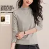 Capa Base Negra de Cuello Alto para Mujer con Acabado de Alta Gama, Tejido de Punto Otoño e Invierno, Ropa para Mujer Tallas Grandes, Nuevo Top de Lana Merino 2026