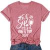 Camiseta de Manga Curta Wish em Estoque para Uso Casual de Verão É uma Menina Viagem Divertida Estampa Gola Redonda