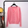 Suéter de stock a largo plazo para mujer, primavera y otoño, fino, cárdigan fino para mujer, abrigo, manga larga, suéter corto para mujer, exterior