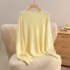 Suéter de punto polar sin costuras para mujer con cuello redondo para otoño e invierno, suéter raglán suave y mullido de manga larga, jersey holgado y relajado