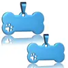 Venta al por mayor Transfronteriza Acero Inoxidable Etiqueta Cortada Huella de Pata Hueso Placa de Perro en Blanco Láser Metal DIY Etiqueta para Mascotas Anti-Pérdida