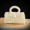 Bolsa de Ombro de Moda Francesa Novo Estilo Bolsa Tecida de Pérolas Feita à Mão Estilo Estrangeiro Anel Ombro Transversal Bolsa de Mão Atacado