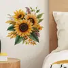 Hs1466C Estilo Natural Fresco Curativo Racimo de Flores de Girasol Pegatina de Pared Autoadhesiva Decoración para Sala de Estar Entrada Dormitorio