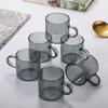 Suministro directo de fábrica a través de taza de vidrio negro taza de té resistente al calor horno microondas taza de café para el hogar descuento por cantidad grande Paquete de 6