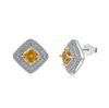 Pendientes Linlang de plata de ley S925 con diamantes de alto carbono, color flor, pendientes retro sencillos, pendientes ligeros de lujo de alta calidad.