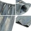 Pantalones de hombre otoño sueltos rectos 2023 nuevos jeans americanos con diseño de arañazo de gato
