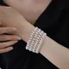 Indústria Pesada Bracelete de Pérolas Retro Francês Luxo Leve Nicho Exquisito Bracelete Design de Alto Padrão Ornamentação de Mão Vazada