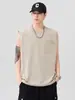 Camiseta sin mangas para hombre de verano Chaleco ancho de hombros holgado Chaleco blanco para hombre Fuente de fábrica Tiene etiqueta Tipo holgado