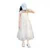 Vestido de Verão para Meninas 2026 Novo Estilo Roupas para Crianças Grandes Conjunto de Vestido de Verão Fino com Alça para Crianças