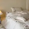 Bordado Juvenil 100S Alta Densidad Algodón de Fibra Larga Juego de Cuatro Piezas Estilo Princesa Ropa de Cama 100% Algodón para Todas las Estaciones