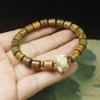 Pulsera de cuentas de barril de sándalo verde, caja de madera de boj, accesorios de loto, cuentas de juego literario para mujer, cuentas de rosario, joyería al por mayor