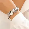 Pulsera elástica de disco plisado transfronteriza europea y americana, Pulsera de lujo ligero de alta gama, Diseño único y exagerado, Joyería de mano de nicho