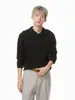 Mtlclothes Roupa Masculina Estilo Old Money Gola Henry Cor Sólida Padrão Trançado Retrô Cleanfit Suéter Tricô