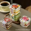Caja Cuadrada para Pastel Caja de Empaque Postre Tiramisú Pasta de Taro Mochi Frasco de Hilo de Carne Taza para Mousse Taza de Salvado de Madera