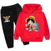 2025One Piece Estampado de Dibujos Animados Traje para Niños Sudadera con Capucha Sudadera + Pantalones Pb904