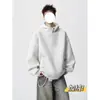 Moletom com Capuz e Botões de Pressão de Silhueta Pesada Americana Masculino Outono e Inverno High Street Bonito Blusão com Capuz e Forro de Lã Jaqueta