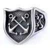 Anillo Personalizado de Moda Transfronterizo con Forma de Ancla y Escudo para Hombres, Estilo Punk, Sensación de Alta Gama, Estilo Callejero Cotidiano, Anillo de Acero Inoxidable
