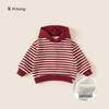 Roupa Infantil Bangxuan Novo Suéter de Inverno Casual Listrado Manga Longa Caimento Solto para Meninos Moletom com Capuz