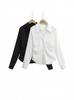 Ws9253-25 Verano Estilo Coreano Ajustado Falso Dos Piezas Encaje Empalmado Cintura Pinzada Manga Larga Camisa de Botonadura Sencilla