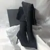 Botas de moda de punta fina, tacón de aguja, con cremallera lateral, estilizan, versátiles, estilo minimalista, botas altas hasta la rodilla de tacón alto para mujer
