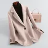 Popular Abrigo Blazer de Lana Doble Cara para Mujer, Chaqueta de Lana Ajustada que Ceñe la Cintura, Blazer para el Trabajo y la Oficina