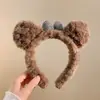 Diadema de Felpa con Estampado de Leopardo Rosa y Moño de Gatito para Mujer, Diadema Linda Versátil para Lavarse la Cara, Pasador, Tocado de Corona Alta