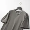 Camiseta Masculina Plus Size 2026 Cor de Verão Color Block Gola Redonda Manga Curta Jovem Luxo Leve Business Não Amassa Solta Tendência Meia Manga