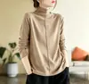 Veludo Alemão Dupla Face Simples Costura Gola Alta Metade Nova Camiseta Básica Espessa para Mulheres Outono e Inverno Versátil Moda Tops para Mulheres