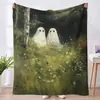 Manta de Halloween Manta Linda de Fantasma y Calabaza Serie 2 Manta Decorativa para Oficina Manta de Franela Otoño e Invierno