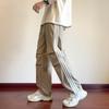 Pantalones para hombre, primavera 2024, nuevos pantalones casuales a rayas holgados de marca de moda de estilo Hong Kong para hombre, pantalones rectos de una pieza, tienda