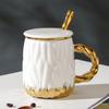 Caneca de Cerâmica com Padrão em Relevo Alto Valor de Cor Conjunto de Canecas para Água Doméstica Caneca para Café de Escritório Caneca Ins Transfronteiriça