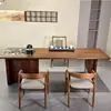 Mesa de té de madera maciza estilo chino nuevo personalizada, Mesa de té de madera natural para recepción de oficina, Mesa de té grande color nogal