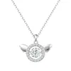 Plata Pura 999 Corazón Palpitante Cadena de Plata Esterlina Alas de Ángel Inteligentes Diseño de Nicho Cadena Clavicular Casual Día de San Valentín