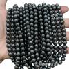 Hematita piedra biliar negra cuentas sueltas hematita negro plateado cuentas redondas hechas a mano DIY accesorios de joyería semiacabados al por mayor