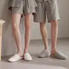 Chinelos de Algodão Listrados Estilo Japonês Simples para Mulheres, Casa Interior Antiderrapante Solado Macio Silencioso para Pisos de Madeira, Chinelos de Casal