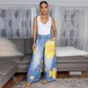 10833 Moyashang Amazon Comercio Exterior Europeo y Americano Ropa para Mujer Ruso Europeo Estampado Pantalones de Pierna Ancha Casuales Pantalones para Mujer Nuevo