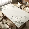 Nova Toalha de Mesa de Couro Estilo Chinês Flor de Lótus, À Prova d'Água, À Prova de Óleo, Lavável, Retangular, Resistente ao Calor, Tapete para Mesa de Centro, Toalha de Mesa de Couro PU