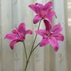 Flores Artificiales con 3 Cabezas, Lirios Adhesivos, Materiales de Decoración Floral para Fondos de Salón de Bodas Impresos en 3D, Flores Falsas Transfronterizas de Comercio Exterior