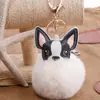 Chaveiro Pingente Bola de Pelo de Filhote PU Pingente Bola de Pelo Bolsa Feminina Pingente Animal Zodíaco Cão Carro Desenho Animado