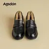 Mocasines Forrados de Felpa Augu Shiden para Mujer 2026 Nuevos Invierno Negro Suela Gruesa Suaves Estilo Británico Zapatos de Cuero Zapatos de Algodón Retro